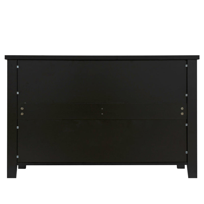 Drawer Dresser BAR CABINET side cabinet,buffet sideboard,buffet service counter, solid wood frame,plasticdoor panel,retro shell handle,applicable to dining room, living room, kitchen ,corridor,black - Supfirm