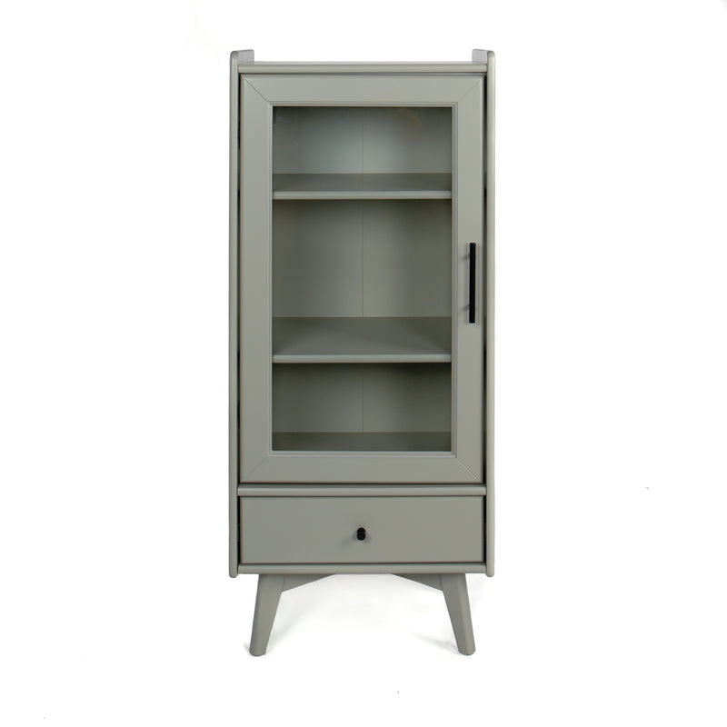Supfirm Modern Bathroom Storage Cabinet & Floor Standing cabinet with Glass Door with Double Adjustable Shelves and One Drawer, Extra Storage Space on Top, Gray(19.75"×13.75"×46")