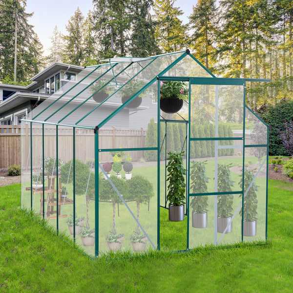 Supfirm 6X10FT Polycarbonate Greenhouse Raised Base and Anchor Aluminum Heavy Duty Walk-in Greenhouses for Outdoor Backyard in All Season