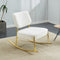 Supfirm Teddy suede material cushioned rocking chair, unique rocking chair, cushioned seat, white rocking chair with backrest and golden metal legs. Comfortable side chairs in living room, bedroom, office