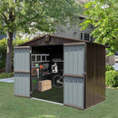 Supfirm Outdoor Storage Shed 10'x8', Metal Tool Sheds Storage House with Lockable Double Door,Large Bike Shed Waterproof for Garden,Backyard,Lawn(Brown)