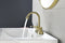 Supfirm Brushed Gold 4 Inch 2 Handle Centerset Lead-Free Bathroom Faucet, Swivel Spout with Copper Pop Up Drain and 2 Water Supply Lines