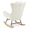 Supfirm Rocking Chair Nursery, Teddy Upholstered Rocker Glider Chair with High Backrest, Adjustable Headrest & Pocket, Comfy Glider Chair for Nursery, Bedroom, Living Room, Offices, Rubber wood, white