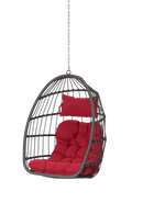 Supfirm Outdoor Garden Rattan Egg Swing Chair Hanging Chair Wood