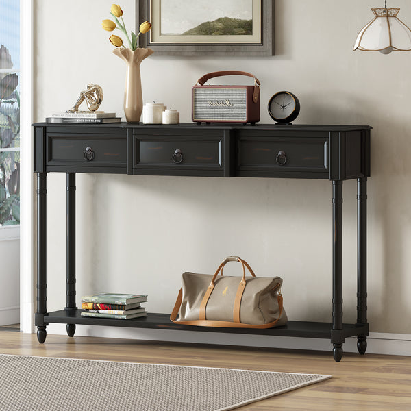 Supfirm TREXM Console Table Sofa Table with Drawers for Entryway with Projecting Drawers and Long Shelf (Espresso, OLD SKU: WF189574AAB)