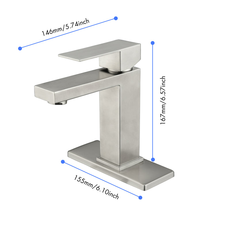 Supfirm Waterfall Spout Bathroom Faucet,Single Handle Bathroom Vanity Sink Faucet  white