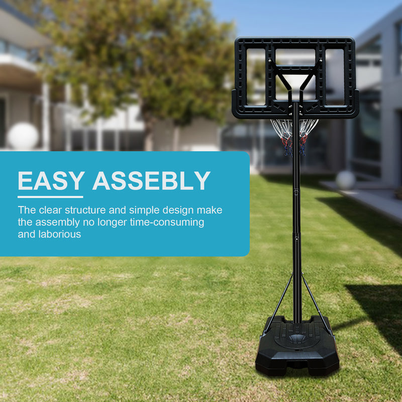Supfirm Basketball Hoop Portable Basketball Goal System 6.5-10ft Adjustable 44in Backboard for Indoor Outdoor Black