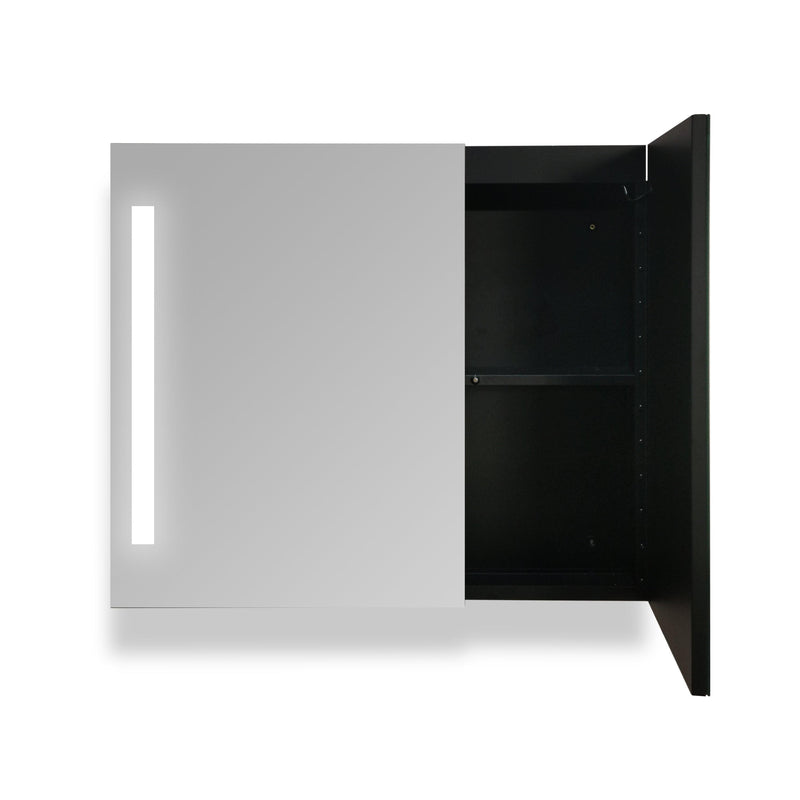 Supfirm Glass Display Cabinet with 5 Shelves Double Door, Curio Cabinets for Living Room, Bedroom, Office, White Floor Standing Glass Bookshelf, Quick Installation30x26 inch Black LED Mirror Medicine Cabinet Surface, Anti-Fog, Brightness Memory - Supfirm