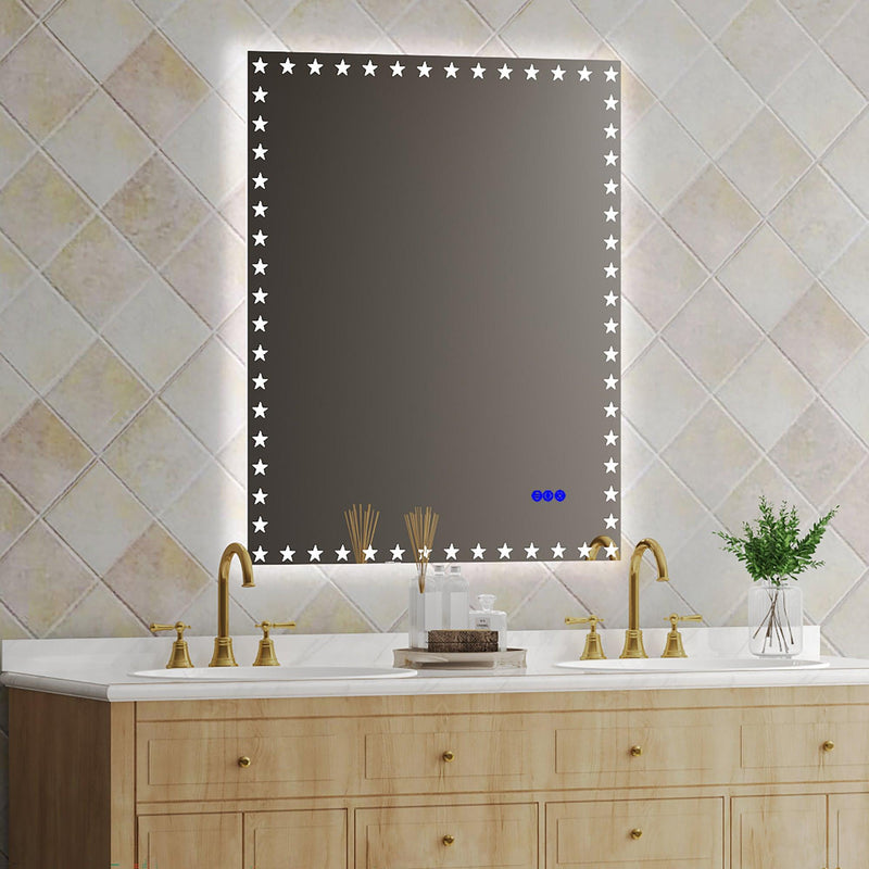 Supfirm 40×32  inch LED Bathroom Mirror with Lights Backlit RGB Color Changing Lighted Mirror for Bathroom Wall Dimmable Anti-Fog Memory Rectangular Vanity Mirror (RGB Multicolor Backlit + Front-Lighted )