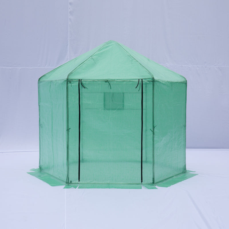 Supfirm Walk-in Greenhouse Hexagonal Upgrade Reinforced Frame Heavy Duty Plastic Greenhouse Reinforced Thickened Waterproof Insulation(9.2*8.1 ft)