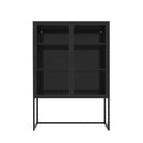 Supfirm Black Storage Cabinet with Doors, Modern Black Accent Cabinet, Free Standing Cabinet, Buffet Sideboards for Bedroom, Kitchen,Home Office