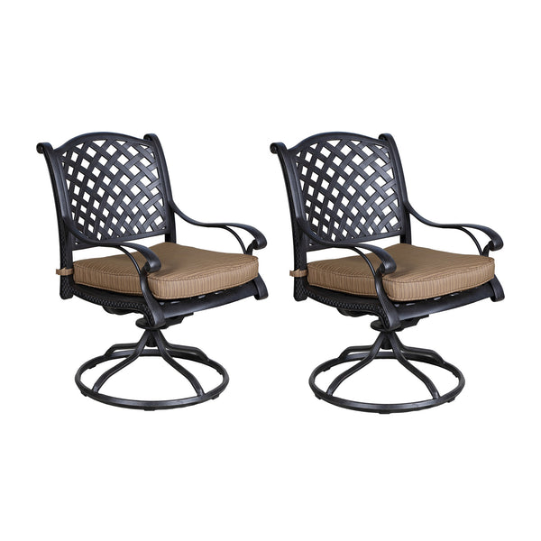 Supfirm Patio Outdoor Dining Swivel Rocker Chairs With Cushion, Set of 2, Dupione Brown
