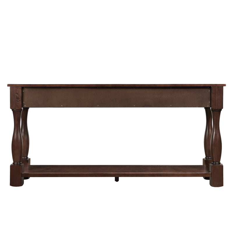 Supfirm 63inch Long Wood Console Table with 3 Drawers and 1 Bottom Shelf for Entryway Hallway Easy Assembly Extra-thick Sofa Table( Light Espresso)