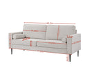 Living Room Upholstered Sofa with high-tech Fabric Surface/ Chesterfield Tufted Fabric Sofa Couch, Large-White. - Supfirm