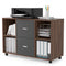 Supfirm Mobile filing cabinet with 2 drawers and 4 open storage cabinets, Walnut-dark gray