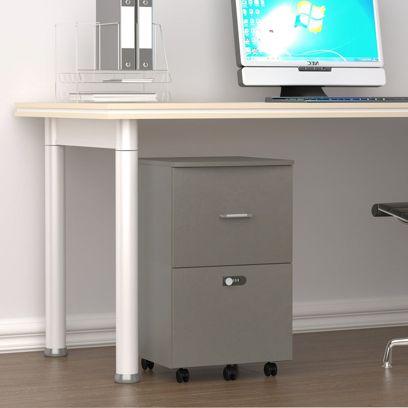 Supfirm File cabinet with two drawers with lock,Hanging File Folders A4 or Letter Size, Small Rolling File Cabinet Printer Stand office storage cabinet Office pulley movable file cabinet  white Gray