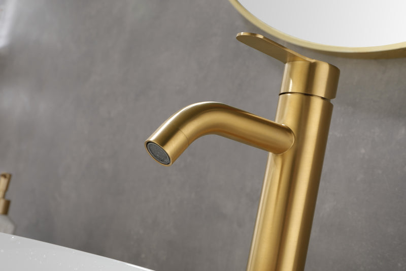 Supfirm Gold Single Stem Faucet for Bathroom Vanity