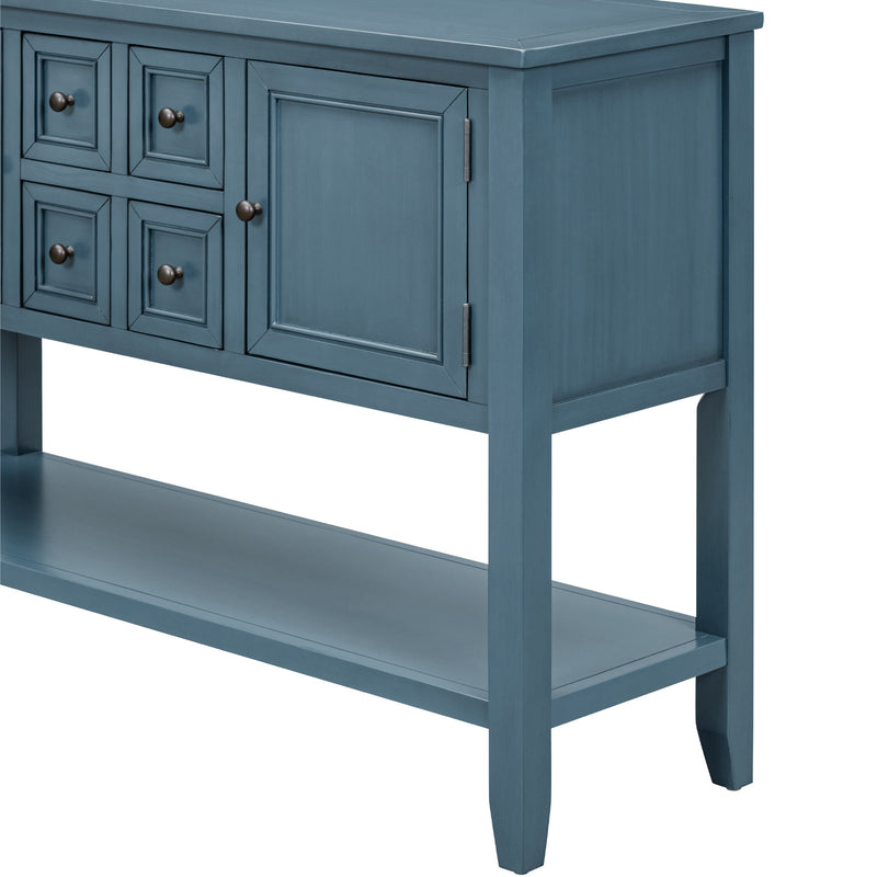Supfirm TREXM Cambridge Series  Ample Storage Vintage Console Table with Four Small Drawers and Bottom Shelf for Living Rooms, Entrances and Kitchens (Light Navy, OLD SKU: WF190263AAH)