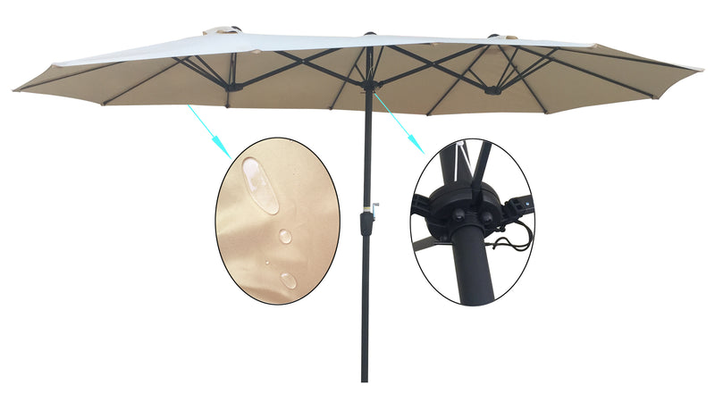 Supfirm 15x9Ft Double-Sided Patio Umbrella Outdoor Market Table Garden Extra Large Waterproof Twin Umbrellas with Crank and Wind Vents for Garden Deck Backyard Pool Shade Outside Deck Swimming Pool