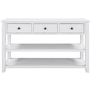 Supfirm TREXM Retro Design Console Table with Two Open Shelves, Pine Solid Wood Frame and Legs for Living Room (Antique White)