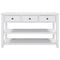 Supfirm TREXM Retro Design Console Table with Two Open Shelves, Pine Solid Wood Frame and Legs for Living Room (Antique White)