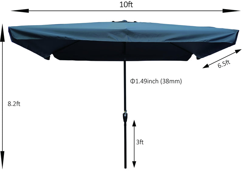 Supfirm 10 x 6.5ft  Patio Umbrella Outdoor  Waterproof Umbrella with Crank and Push Button Tilt for Garden Backyard Pool  Swimming Pool Market