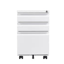 Supfirm 3-Drawer Mobile File Cabinet with Lock, Office Storage Filing Cabinet for Legal/Letter Size, Pre-Assembled Metal File Cabinet Except Wheels Under Desk(White)