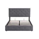 Full size Upholstered Platform bed with a Hydraulic Storage System - Gray - Supfirm