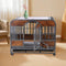 46in Heavy Duty Dog Crate, Furniture Style Dog Crate with Removable Trays and Wheels for High Anxiety Dogs - Supfirm