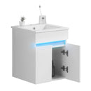 Supfirm 16" Bathroom Vanity with Sink,radar sensing light,Large Space Storage for Small Space,Wall Mounted Bathroom Vanity Cabinet,White - Supfirm