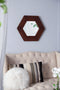 18.5" x 18.5" Hexagon Mirror with Solid Wood Frame, Wall Decor for Living Room Bathroom Hallway, Dark Brown - Supfirm