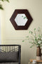 18.5" x 18.5" Hexagon Mirror with Solid Wood Frame, Wall Decor for Living Room Bathroom Hallway, Dark Brown - Supfirm