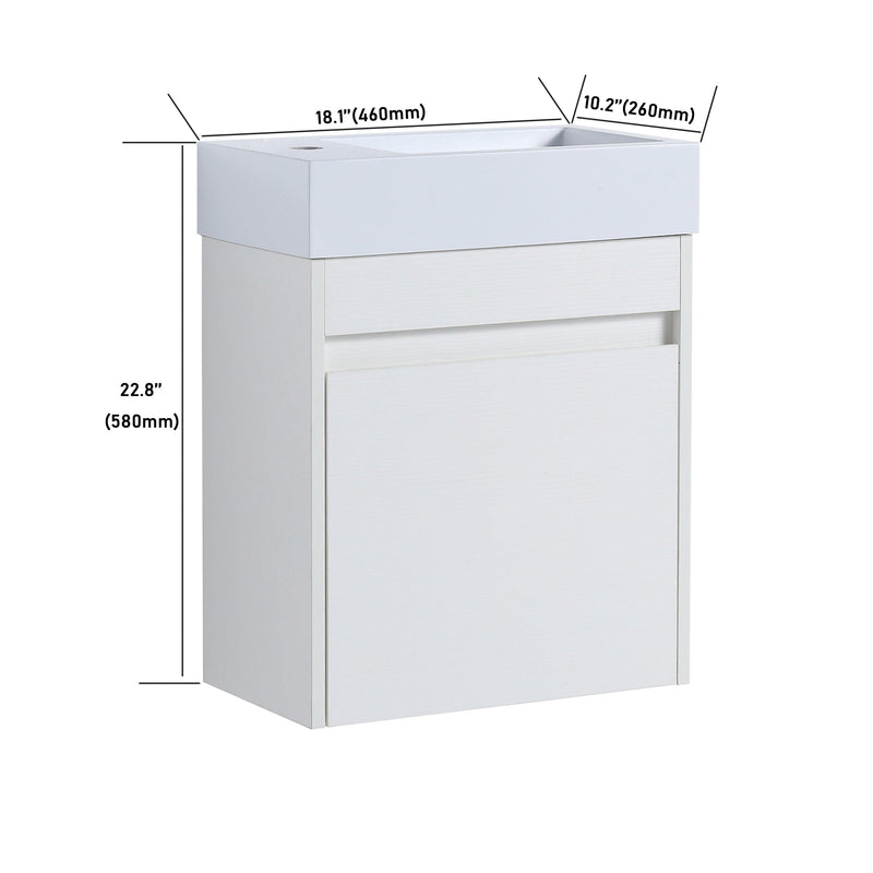 Supfirm 18'' Floating Wall-Mounted Bathroom Vanity with White Resin Sink & Soft-Close Cabinet Door - Supfirm