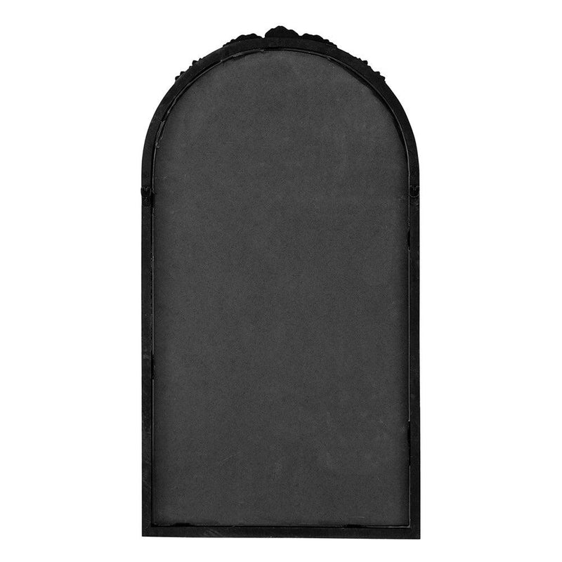Supfirm 23" x 42" Hand Carved Rose Antique Mirror Frame, Wood Arch Mirror Wall Decor for Living Room, Bathroom, Entryway(Black) - Supfirm
