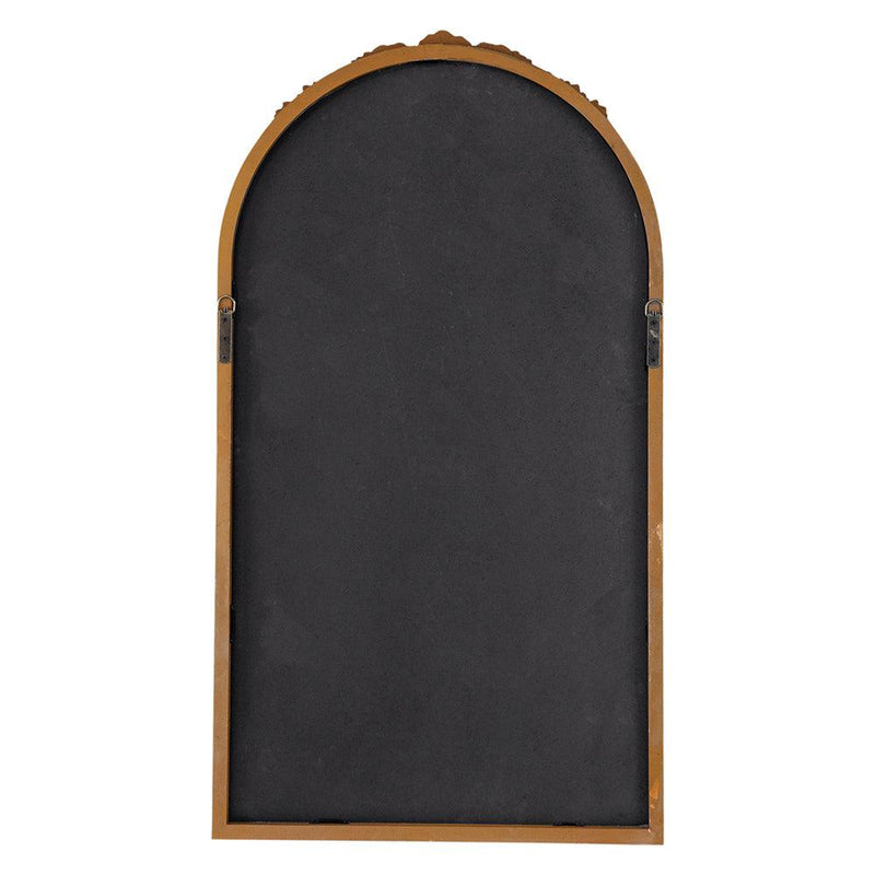 Supfirm 23" x 42" Hand Carved Rose Antique Mirror Frame, Wood Arch Mirror Wall Decor for Living Room, Bathroom, Entryway(Brown) - Supfirm