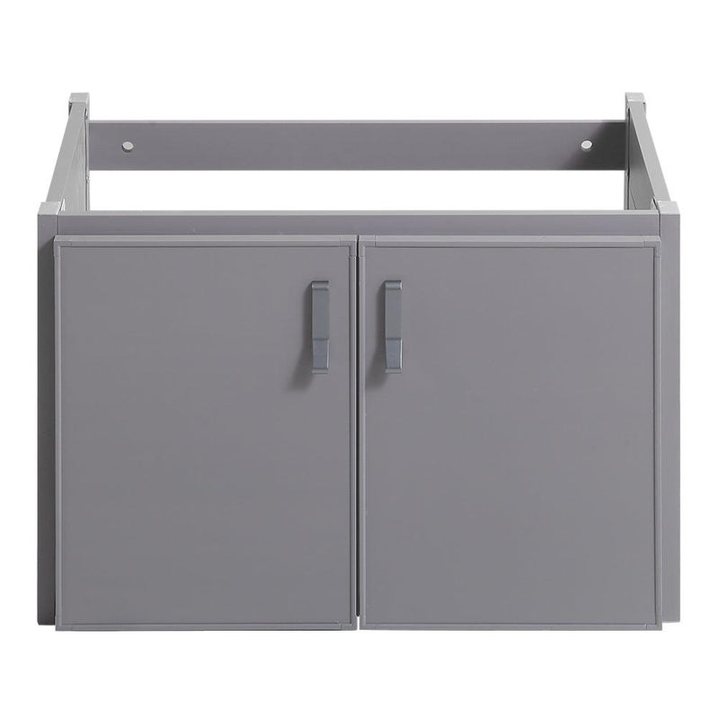 Supfirm 24' Metal Wall Mounted Bathroom Vanity with White sink,Two Metal Soft Close Cabinet Doors, Metal,Excluding faucets,Grey - Supfirm