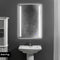 24 x 36 Inch Frameless LED Illuminated Bathroom Mirror, Touch Button Defogger, Metal, Vertical Stripes Design, Silver - Supfirm