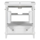 Supfirm 30" Bathroom Vanity with Sink Combo, Multi-functional Bathroom Cabinet with Doors and Drawer, Solid Frame and MDF Board, White - Supfirm