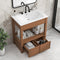 Supfirm 30" Bathroom Vanity with Sink Top, Bathroom Cabinet with Open Storage Shelf and Two Drawers, Brown - Supfirm