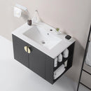 Supfirm 30" Bathroom Vanity with Sink,with two Doors Cabinet Bathroom Vanity Set with Side right Open Storage Shelf,Solid Wood,Excluding faucets,Black - Supfirm