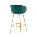 30 Inch Set of 2 Bar Stools,with Chrome Footrest and Base Velvet + Golden Leg Simple Bar Stool, Kitchen Island Seats, GREEN - Supfirm