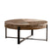 31.29"Modern Retro Splicing Round Coffee Table, Fir Wood Table Top with Black Cross Legs Base(Same SKU:W75770652) - Supfirm