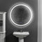 32 x 32 Inch Round Frameless LED Illuminated Bathroom Mirror, Touch Button Defogger, Metal, Frosted Edges, Silver - Supfirm
