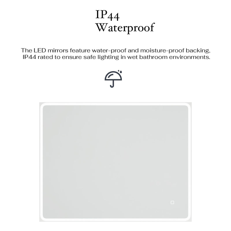 Supfirm 36 x 28 in. Large Rectangular Frameless Wall-Mount Anti-Fog LED Light Bathroom Vanity Mirror - Supfirm