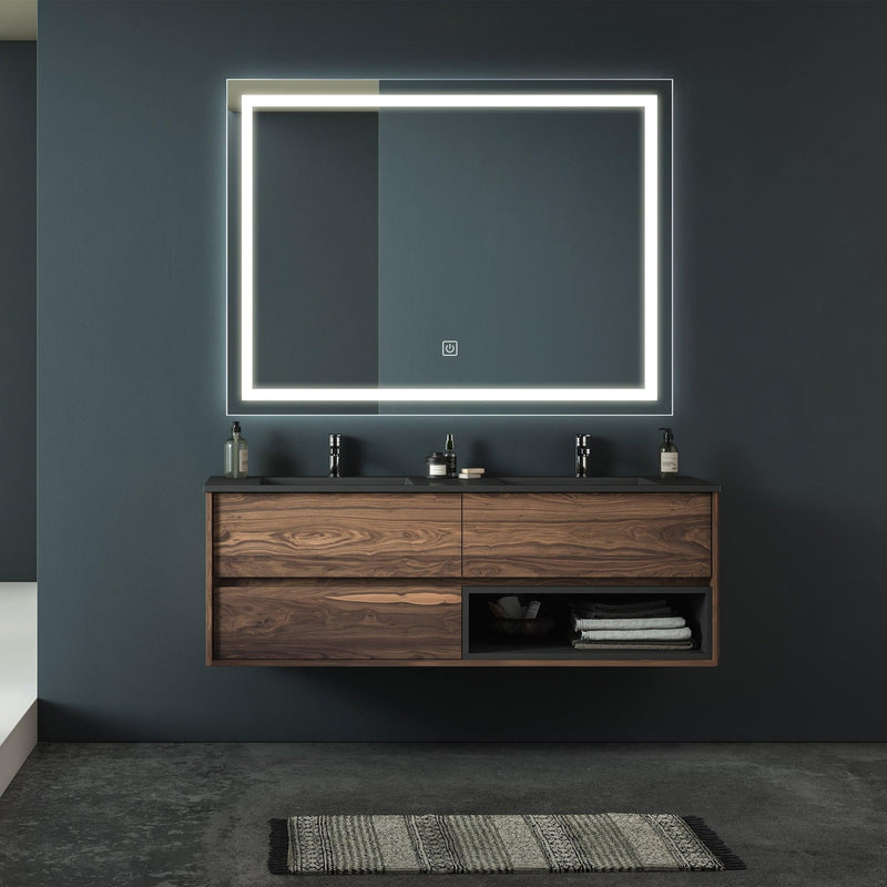 36x28 inch Bathroom Led Classy Vanity Mirror with High Lumen,Dimmable Touch,Wall Switch Control, Anti-Fog ,CRI 90 Adjustable 3000K-4500K-6000K ,IP54 Waterproof Energy saving Vertical & Horizontal - Supfirm