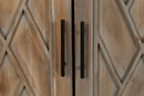 4 Door Wooden Twill Sideboard American Country Vintage Old Living Room Dining Room Hallway Entryway Cabinet (Brown) - Supfirm