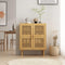 4-Doors Rattan Mesh Storage Cabinet, Sideboard with Eight Storage Spaces, for Entryway, Living Room, Hallway (Natural) - Supfirm
