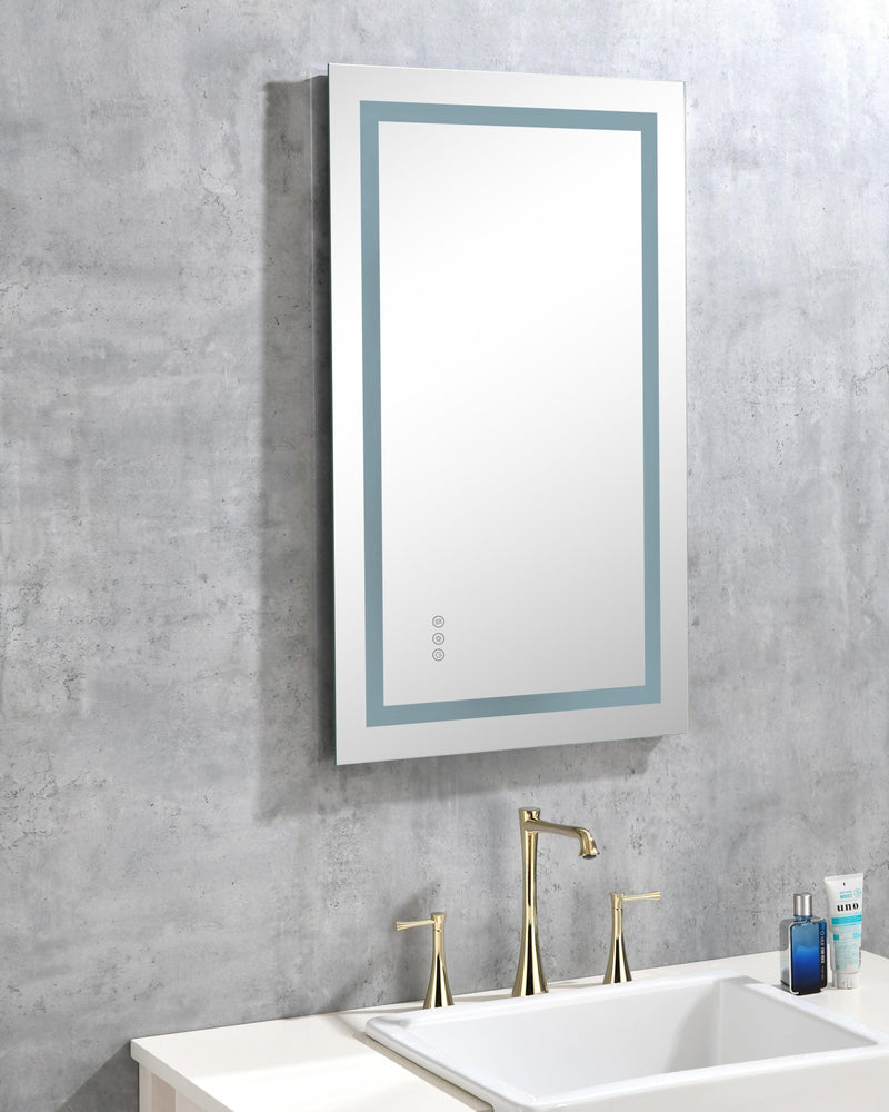 Supfirm 40*24 LED Lighted Bathroom Wall Mounted Mirror with High Lumen+Anti-Fog Separately Control+Dimmer Function - Supfirm