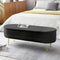 46.9" Width Oval Storage Bench with Gold Legs,Teddy Fabric Upholstered Ottoman Storage Benches for Bedroom End of Bed,Sherpa Fabric Bench for Living Room,Dining Room,Entryway,Bed Side,Black - Supfirm