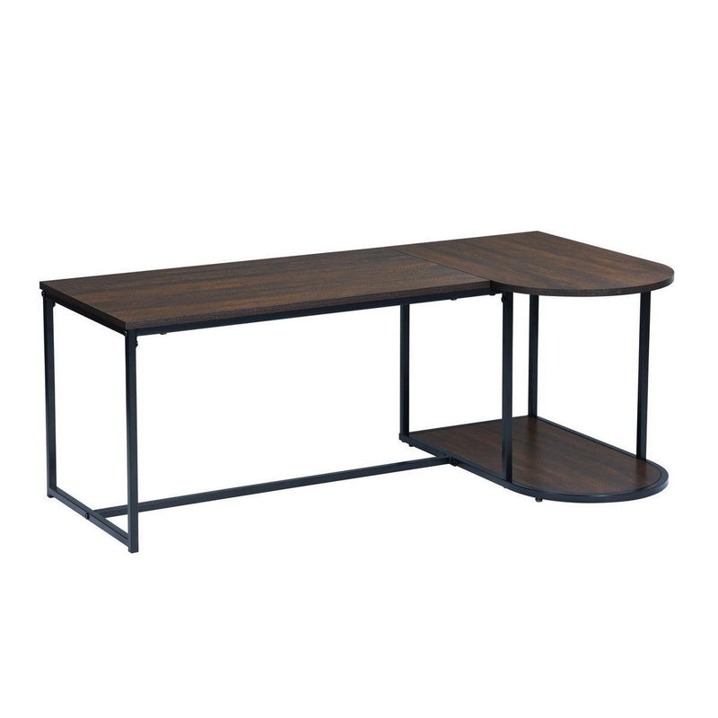 47.2''W x 25.6"D x 17.7"H Modern Industrial Style Rectangular Wood Grain Top Coffee Table with Metal Frame - Walnut & Black - Supfirm